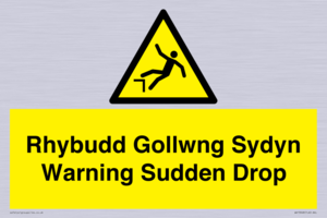 Rhybudd Gollwng Sydyn Warning Sudden Drop